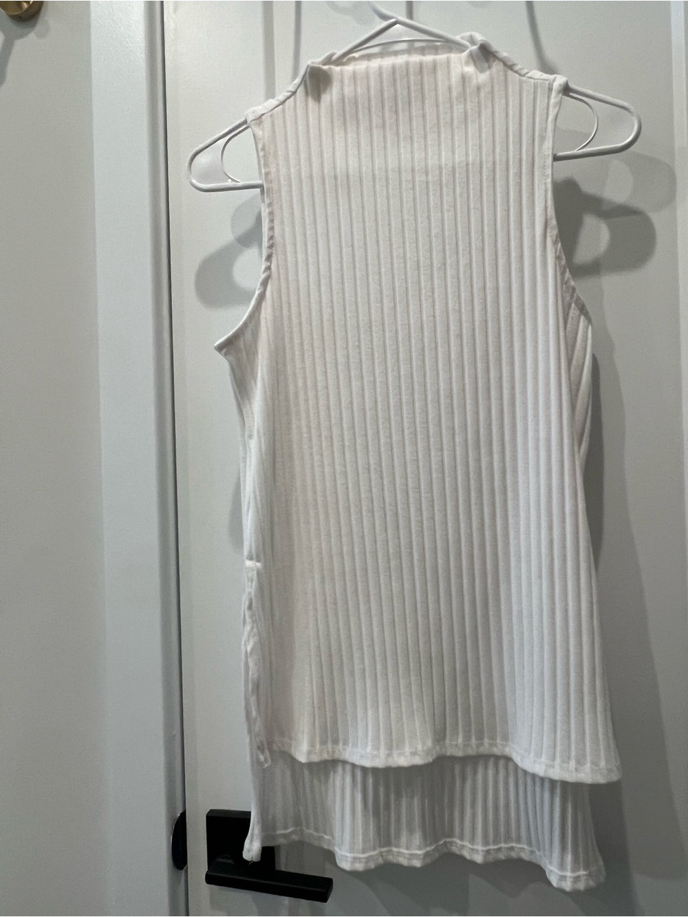 Women’s White Ribbed Sleeveless Layered Tank Top